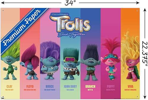 Miniatura 7 de Trends International Trolls Band Together - Póster de pared Perfect Harmony, 22.37 x 34.00 pulgadas, paquete de póster y pasador de empuje