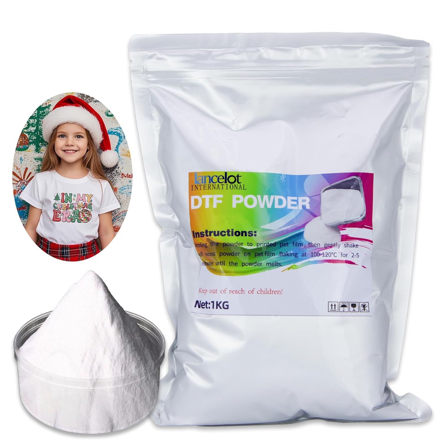 Lancelot DTF Powder White 1000g-35.3 Oz, DTF Powder Transfer Hot Melt Adhesive Idea for All Fabrics Including DIY T-Shirt, Dtf Pretreat Transfer Powder for All DTF Printers and DTG Printers
