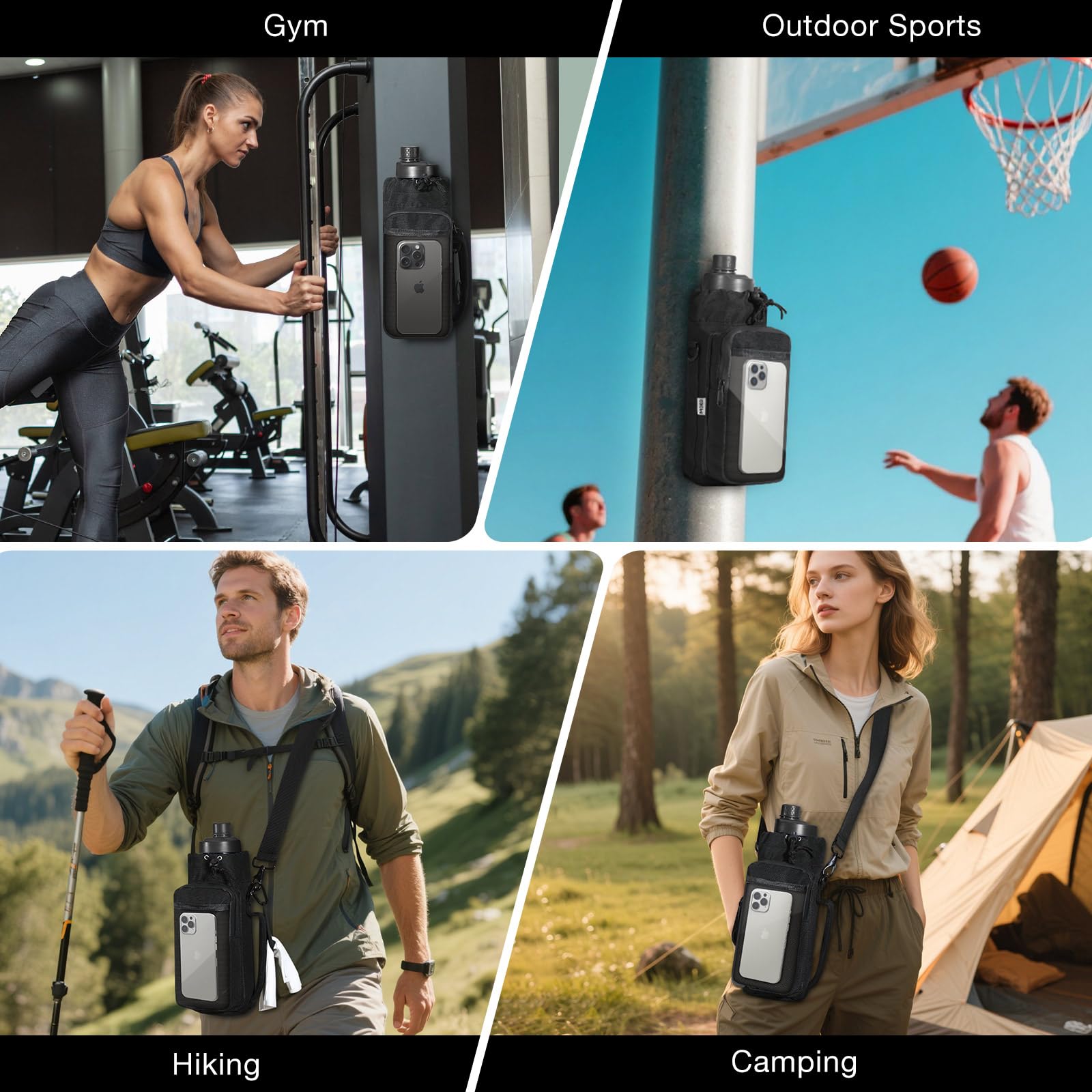 MoKo Borsa da Palestra Magnetica, Porta Borraccia Magnetica con Custodia Trasparente Telefono, Borsa Fitness incorporata