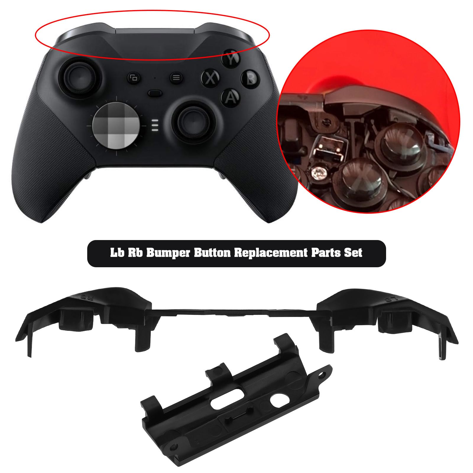 Be In Your Mind 6 piezas LB RB Kit de repuesto para controlador de botón de parachoques con juego de destornilladores y accesorios de repuesto compatibles con Xbox One Elite 2