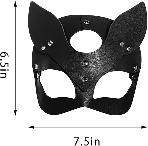Miniatura 2 de Yookat Paquete de 3 máscaras de cuero para fiesta de máscaras, máscara de piel de zorro, máscara de mascarada para mascarada, cosplay, fiesta de