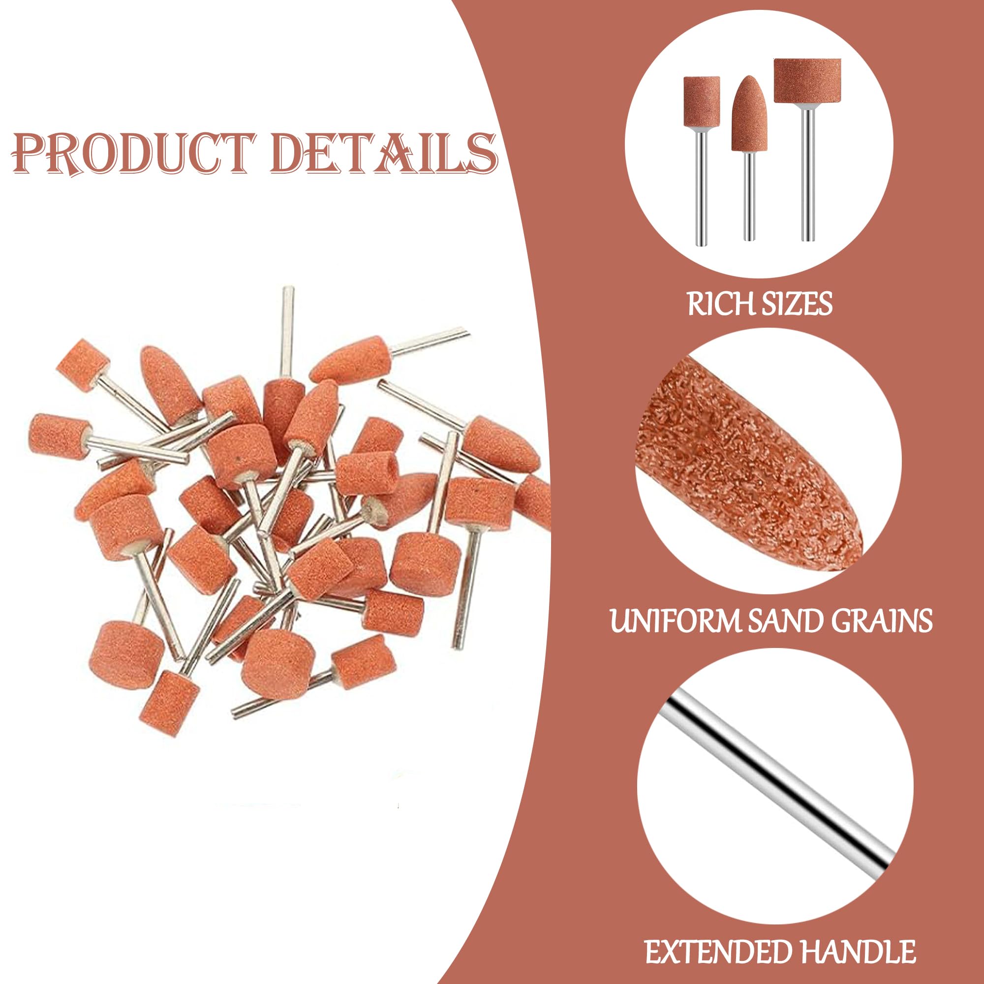 3MM Testa di Mole Montata, Multifunzione Set di Punte Abrasive in Pietra Mola con Gambo da 1/8", Accessori per Mole Set, Professionale Testa di Lucidatura per Smerigliare e Affilare Lucidatura