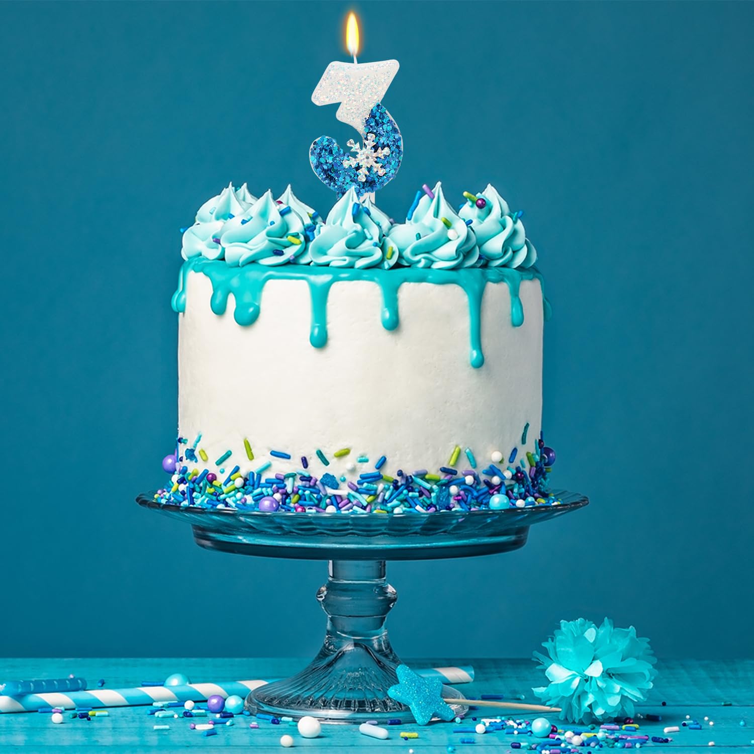 Frozen Birthday Candles - Snowflake Party Decorations -5