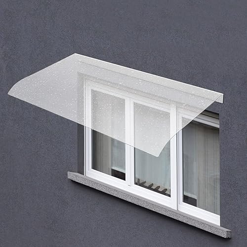 Miniatura 3 de Toldo para puerta de casa, entrada de 39.4 x 19.7 pulgadas, ventana transparente para nieve, refugio de lluvia, porche, patio, puerta delantera,