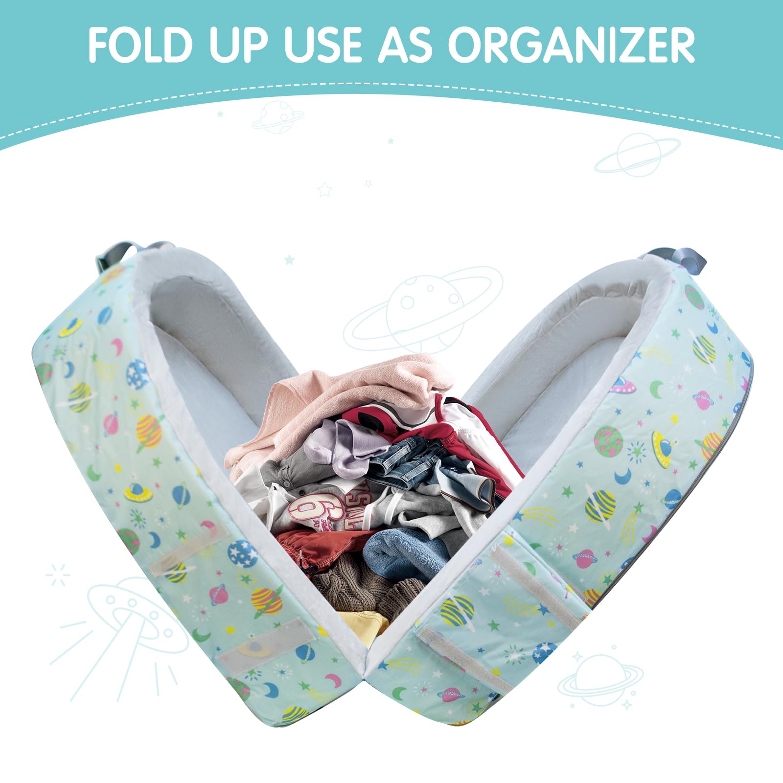 Letto da viaggio portatile e impermeabile, lettino da viaggio pieghevole per bambini con materasso, lettino da viaggio per neonati, bambini e piccoli, lenzuolo lavabile incluso, per campeggio e viaggi