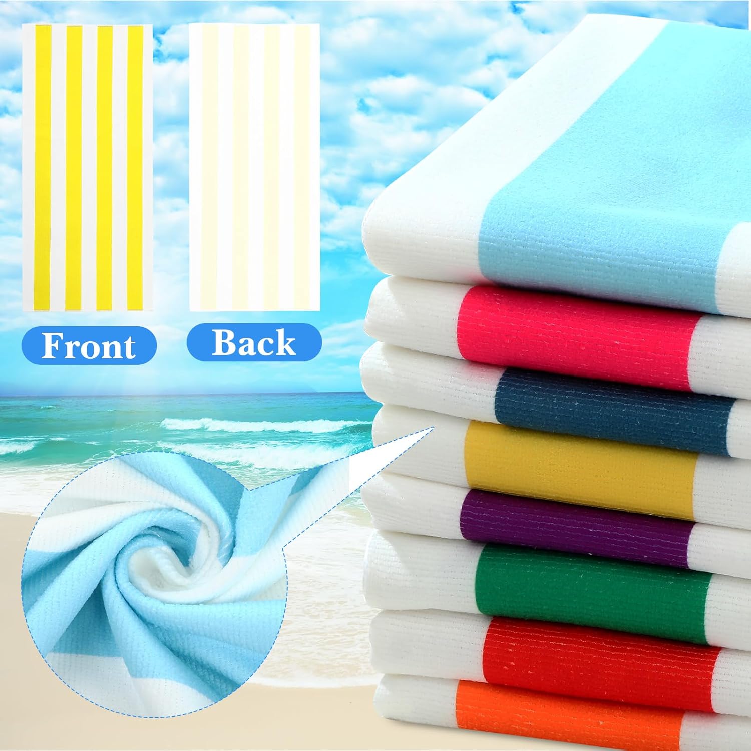Xinnun 16 Pack Beach Towels Set Microfiber Bath Towel Set 55''x28'' Oversized and 30''x14'' Quick Dry Pool Towels Highly Absorbent Swim Blanket for Adult Women Men for Sports Gym Camping Travel