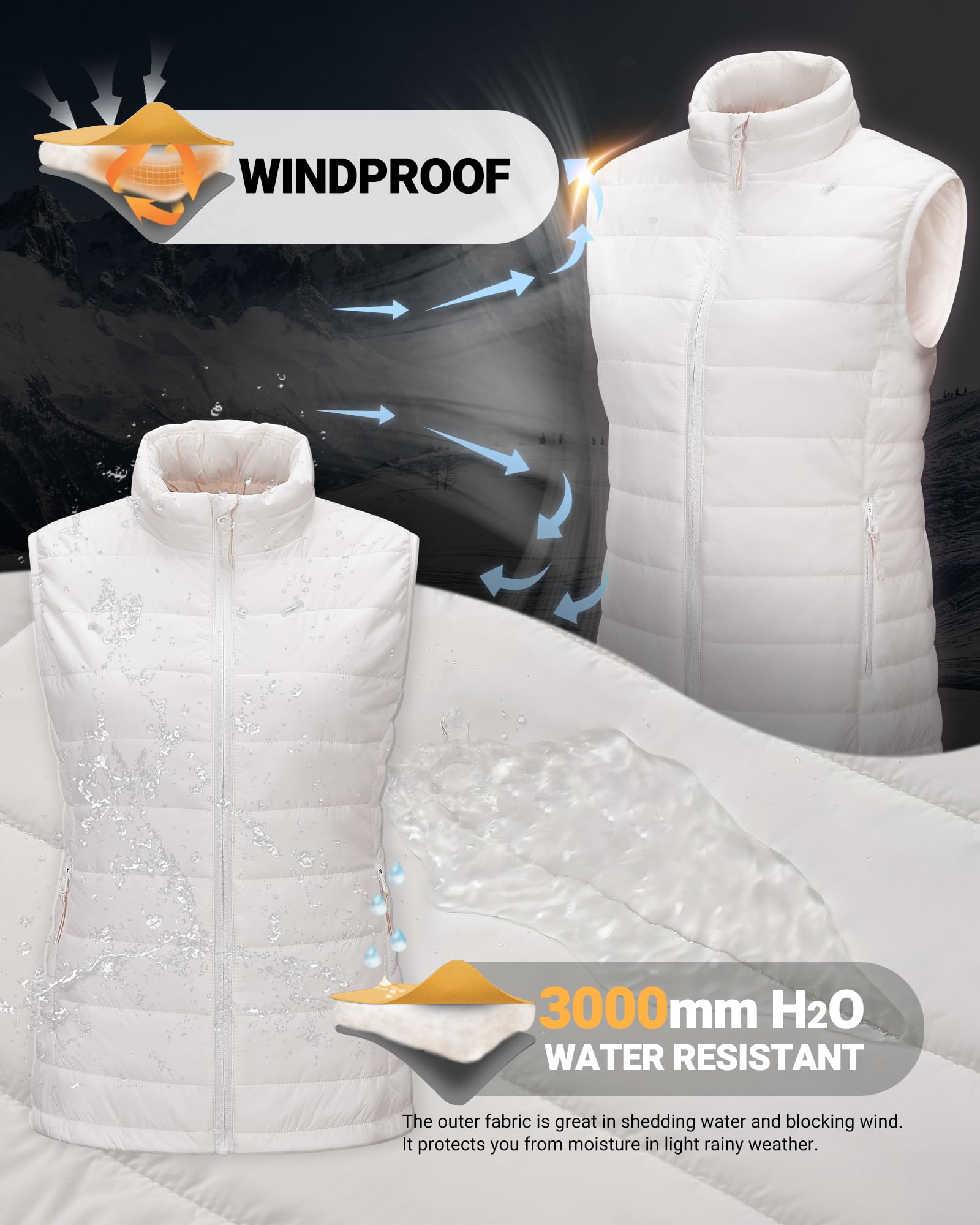 Outdoor Ventures Damen Steppweste Packbare Übergangswesten Gefütterte Hybrid Sportweste Frau Warmer Bodywarmer Fahrradweste mit Stehkragen für Wandern Camping