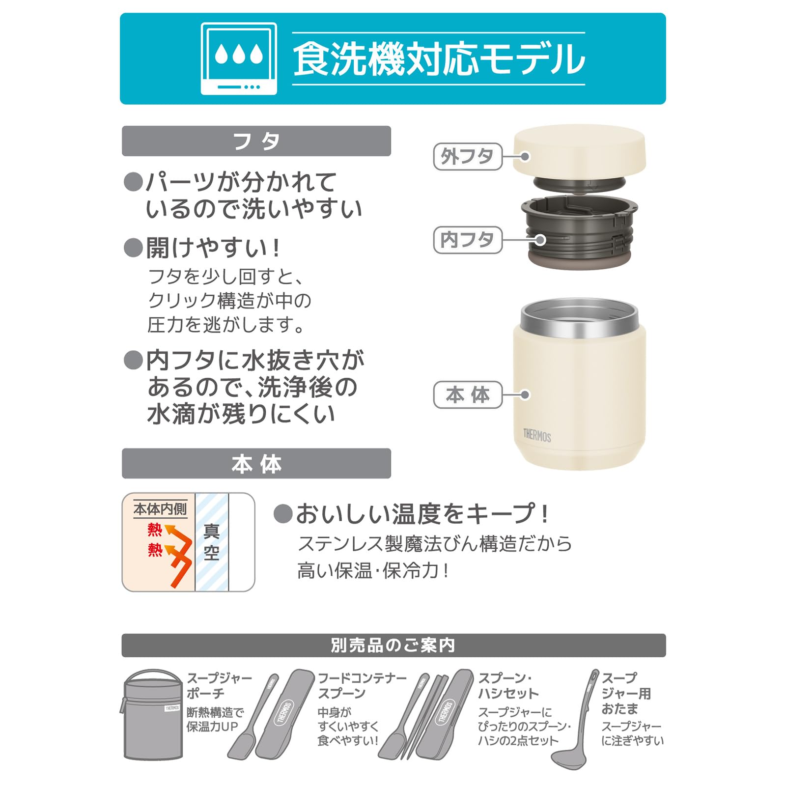 Amazon.co.jp: 【食洗機対応モデル】 サーモス 真空断熱スープジャー