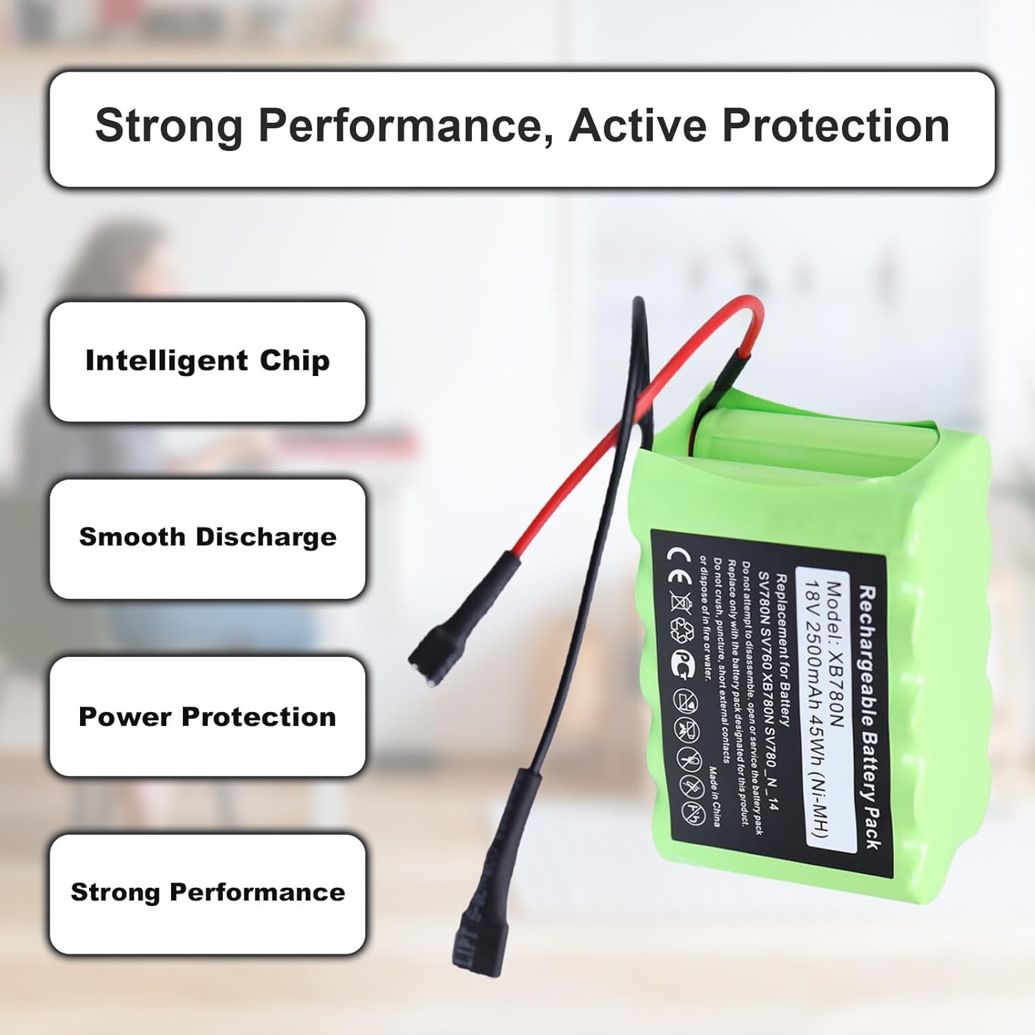 for Shark XB780N Replacement Battery - SV780 Battery Pack Replacement - XB780N, SV780, SV760, SV780N, SV780_N, SV780_N_14 Series Cordless Handheld Vacuum Battery 18V