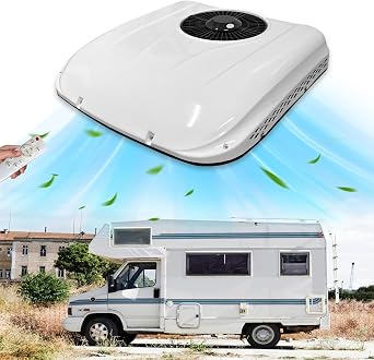 24V Truck Air Conditioner 7500 BTU Universal RV Rooftop AC Unit, 24 Volt DC Air Conditioner, Quiet A/C Unit, Fast Cooling for Heavy Duty Truck, Trailer, Boat, Motorhome, Tractor, Caravan