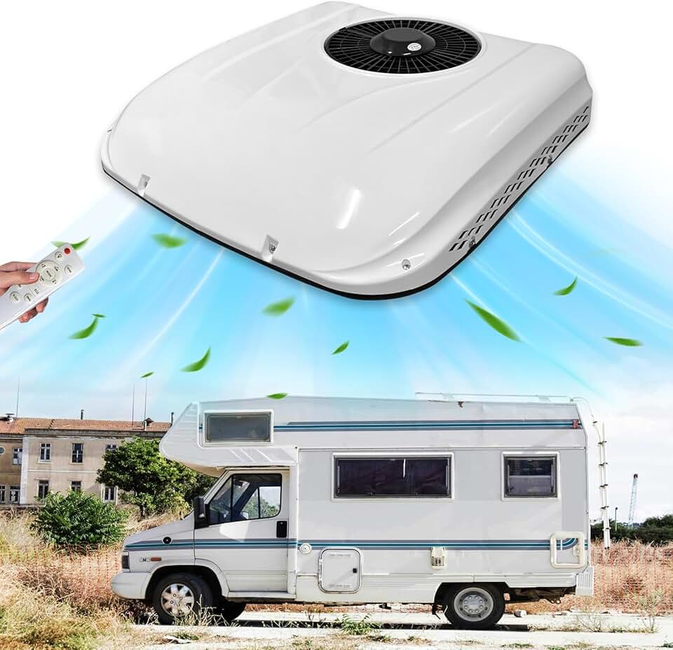 Ar condicionado de caminhão 12V 6500 BTU universal para unidade CA de telhado de trailer, unidade de A/C silenciosa, resfriamento rápido para caminhão leve, reboque, barco, motorhome, trator, caravana