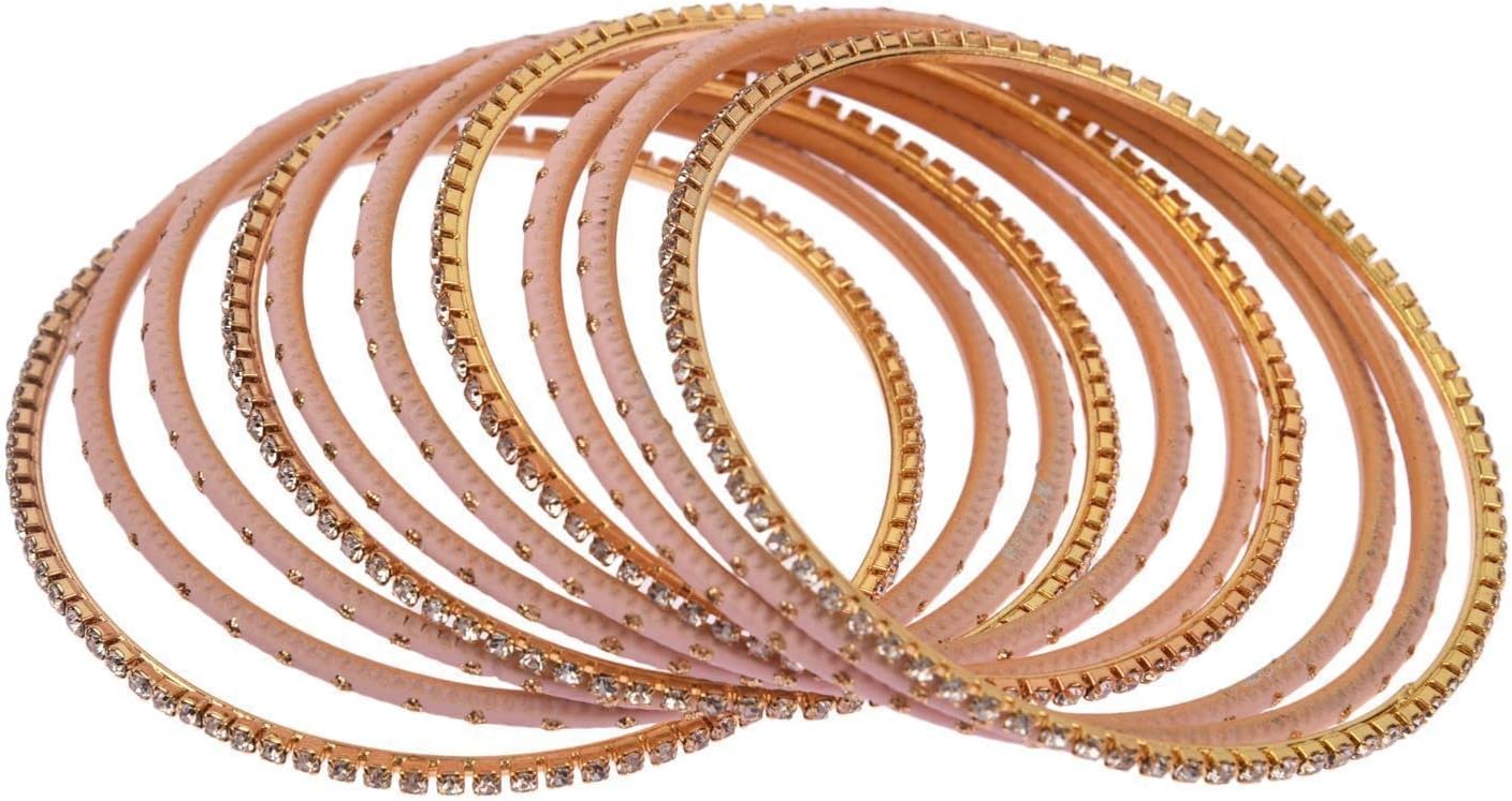Efulgenz Rhinestone Bangles Crystal Bangles for Women Indian Bollywood Bangle Set Indian Wedding Bangles Rhinestone CZ Plain Metal Bracelet Bangle Jewelry for Women - Image 7