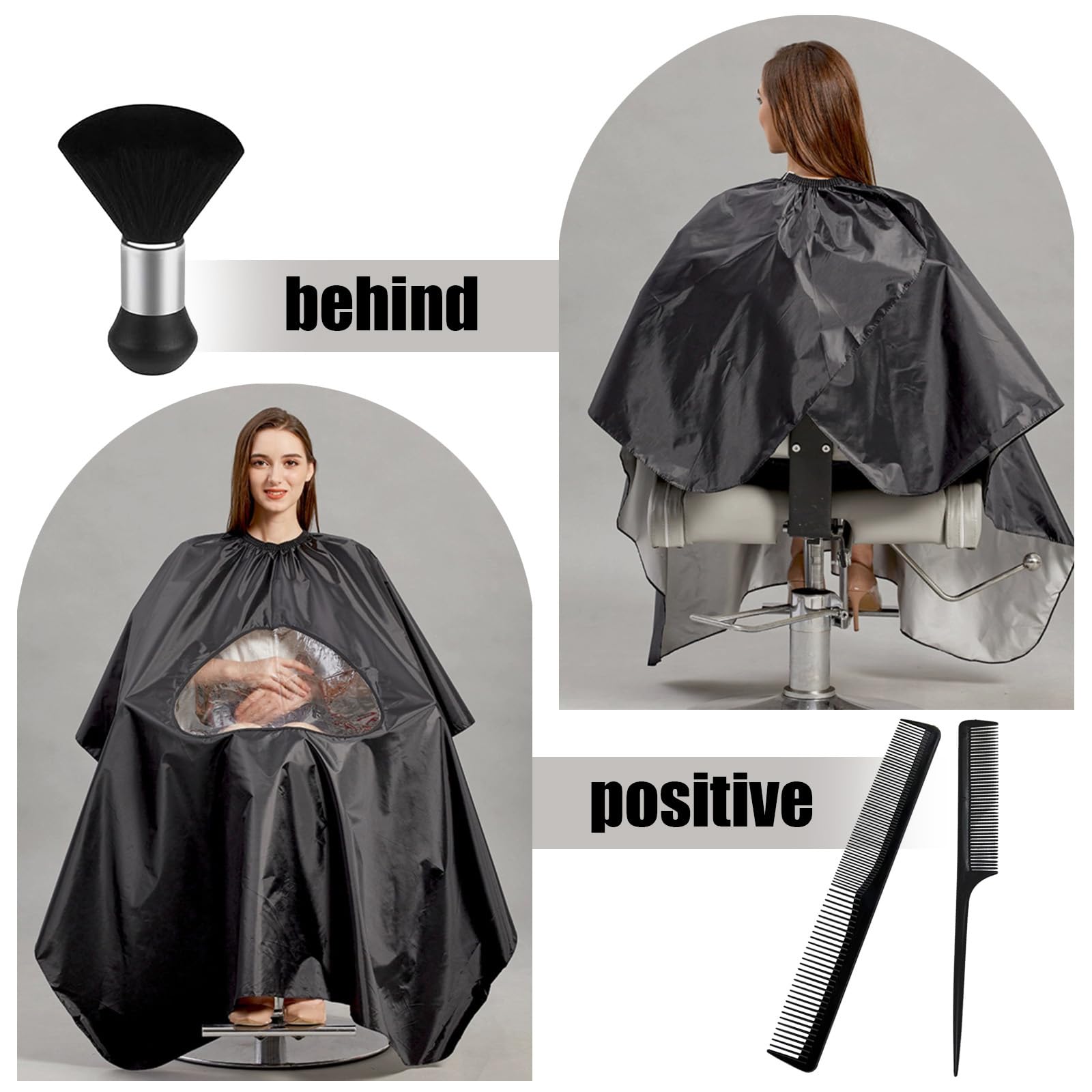 Mantello da Parrucchiere Professionale, Kit Accessori Barberia con Spazzola per Collo, Pettine e Forbici - Ideale per Adulti e Bambini, Adatto per Salone e Uso Domestico