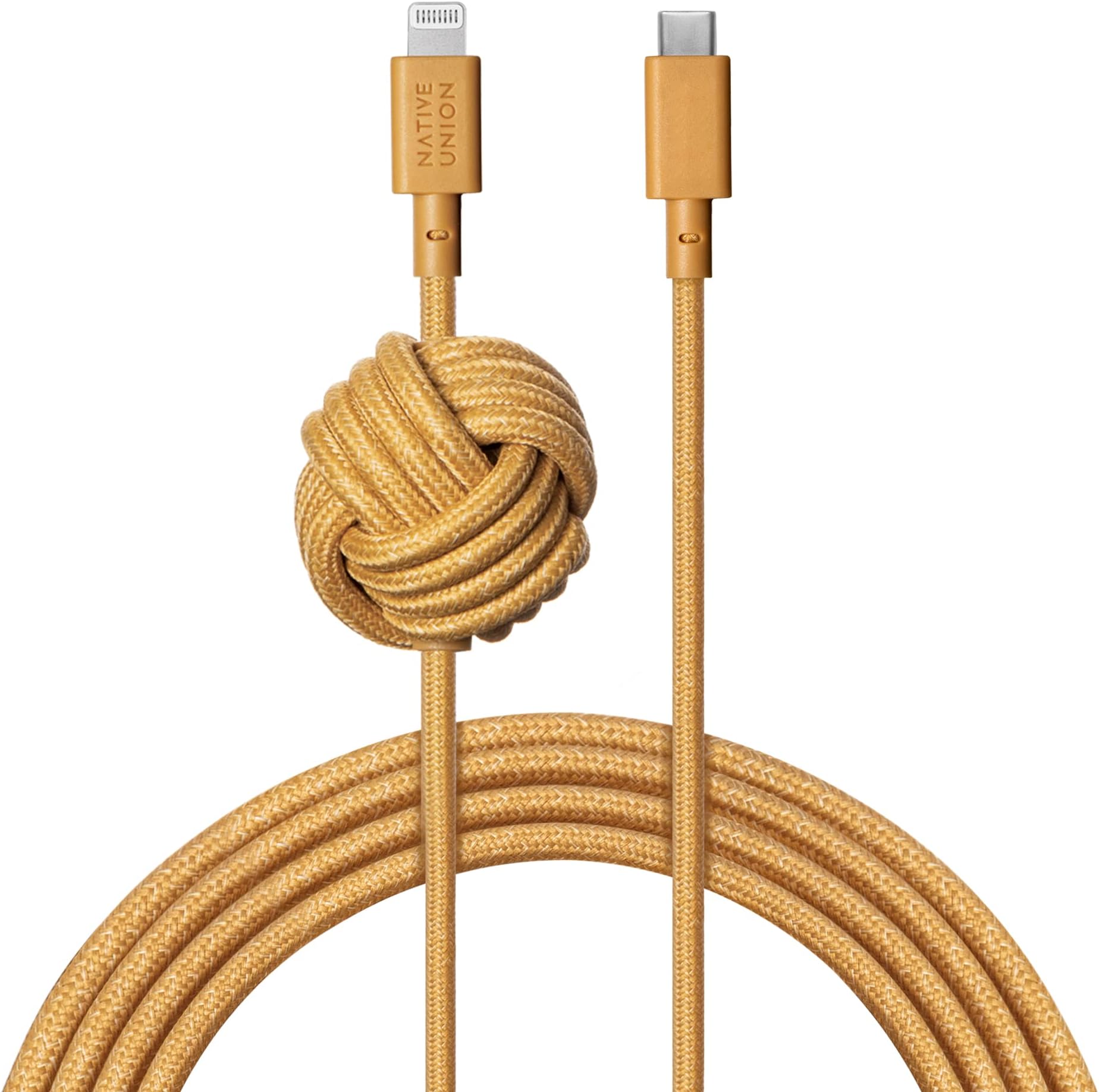 Night Cable - 10ft Ultra-Strong Reinforced Durable USB-C to Lightning [MFi Certified] Charging Cable with Weighted Knot Compatible with iPhone 14, iPhone 13 and Earlier (Kraft)