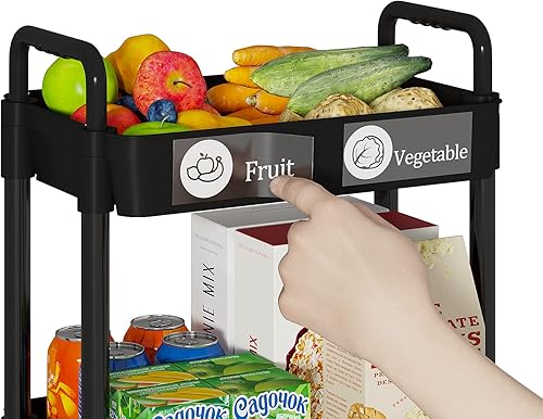 Miniatura 2 de Carrito de almacenamiento, carrito multifuncional con ruedas para cocina, organizador de almacenamiento de cocina, carrito de estantería móvil con