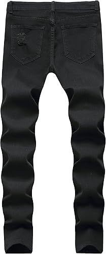 Miniatura 5 de LONGBIDA - Jeans para hombre de tiro ajustado con roto y desgastados