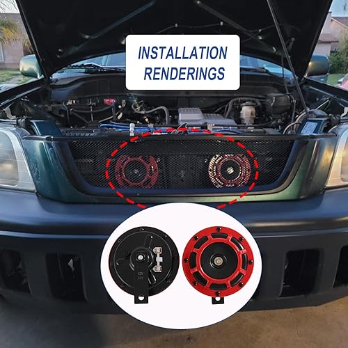 Miniatura 9 de CARMOCAR Kit eléctrico de bocina de coche de 12 V, 135 db, súper fuerte, tono alto y bajo, kit de bocina doble de metal con soporte para coches,