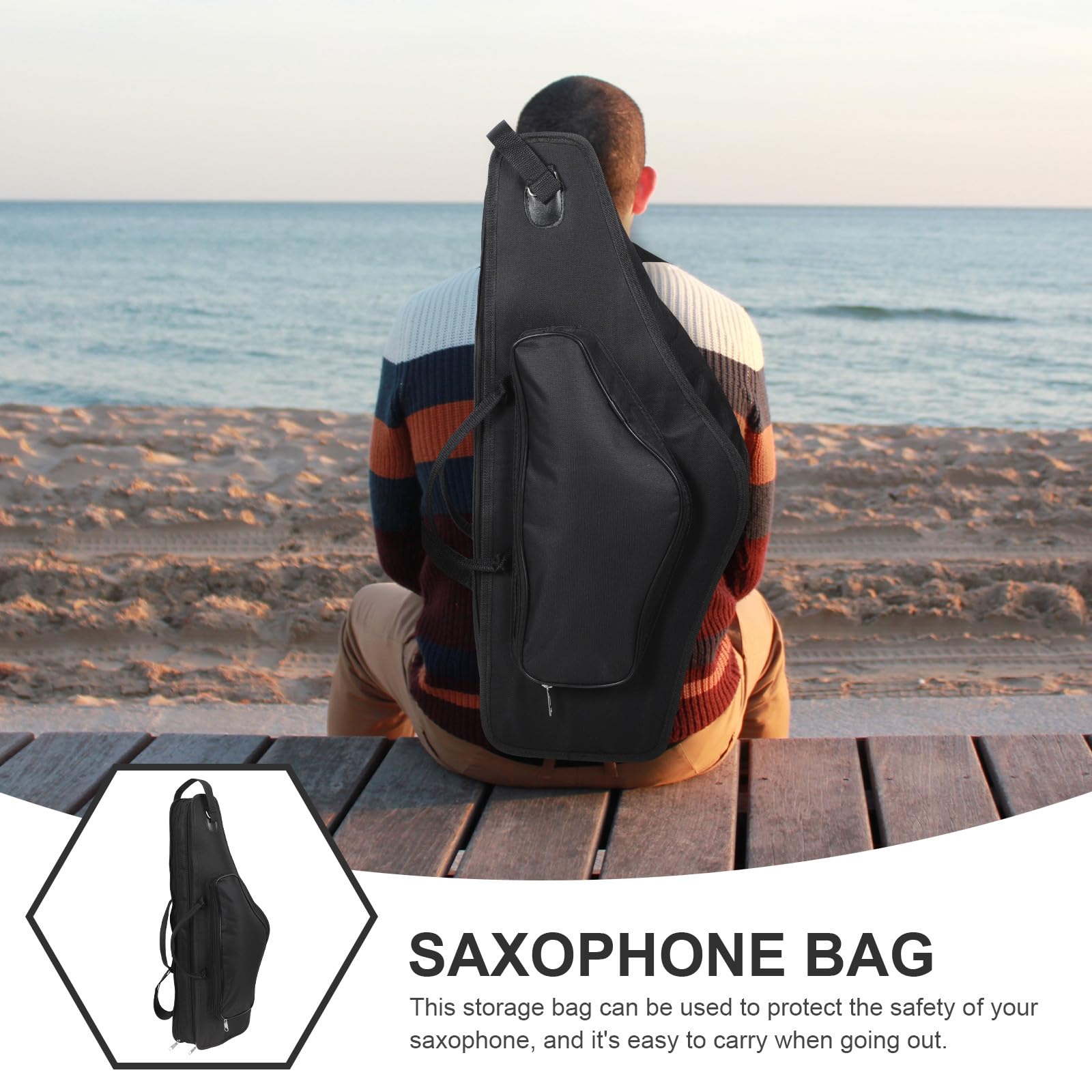 Custodia per Sassofono Contralto Maniglia e Spallacci Ergonomici, Borsa Imbottita Tasca Esterna, per Trasporto Comodo in Concerti