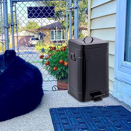 Miniatura 3 de Cubo de basura para excrementos de perro con tapa para exteriores, bote de basura de 12 litros con 200 bolsas de plástico negras, contenedor de