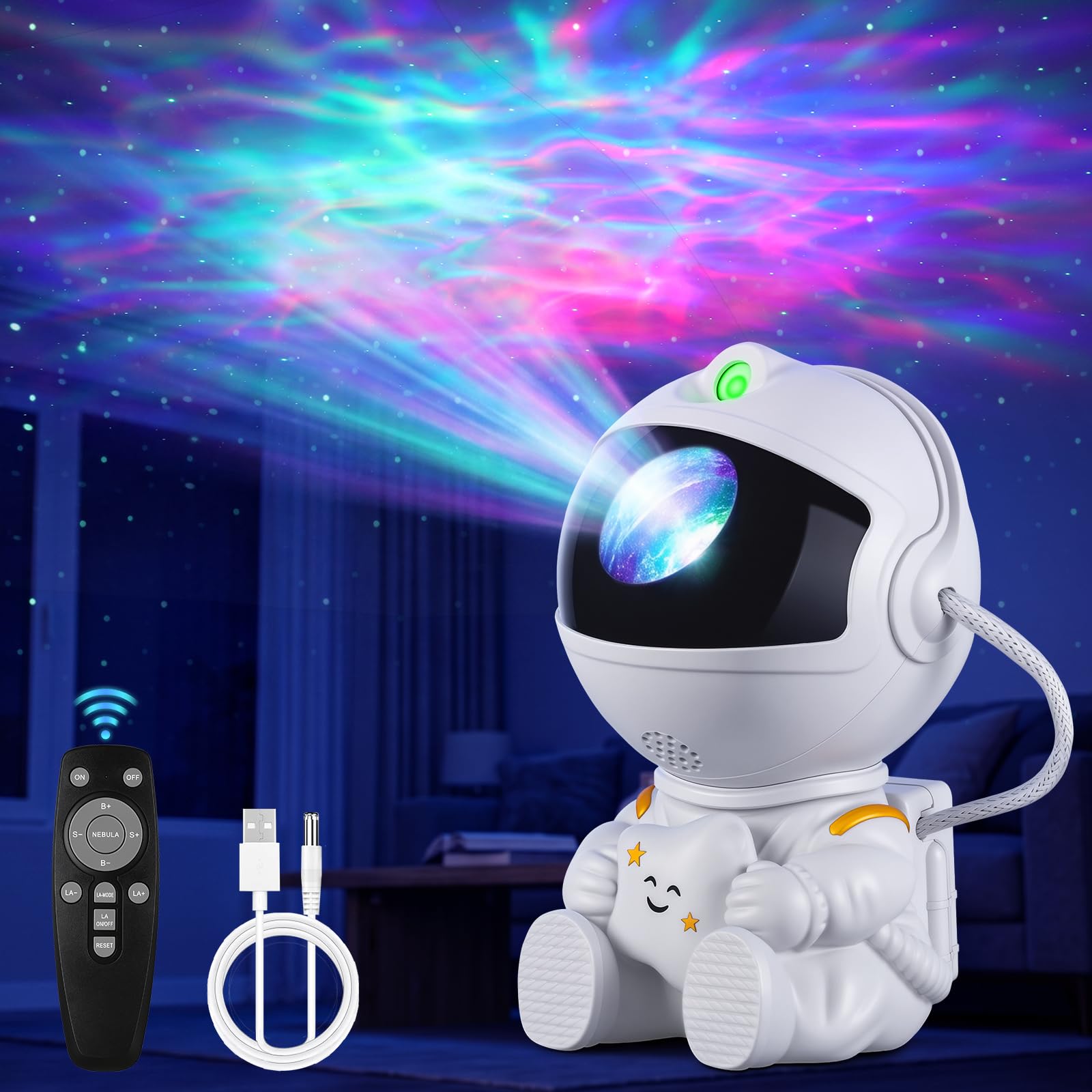 AUAUY Astronaut Galaxy Projector, Star Projector Night Light for Dormitory — image 1