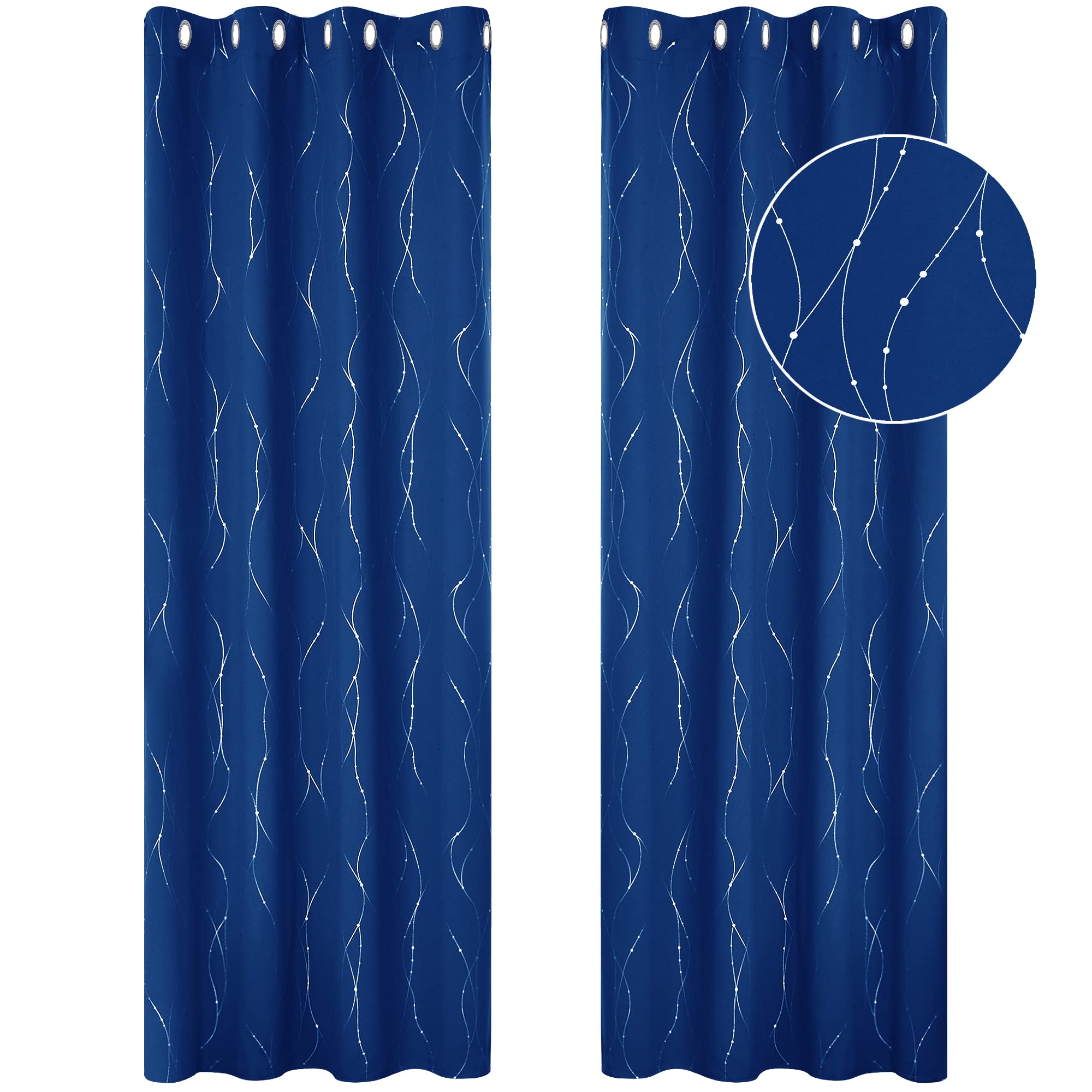Deconovo Decorative Silver Dotted Line Foil Printed Blackout Curtains Thermal Insulated Curtains Eyelet Curtains for Baby Nursery 52 x 54 Inch Light Grey 2 Panels — view 57
