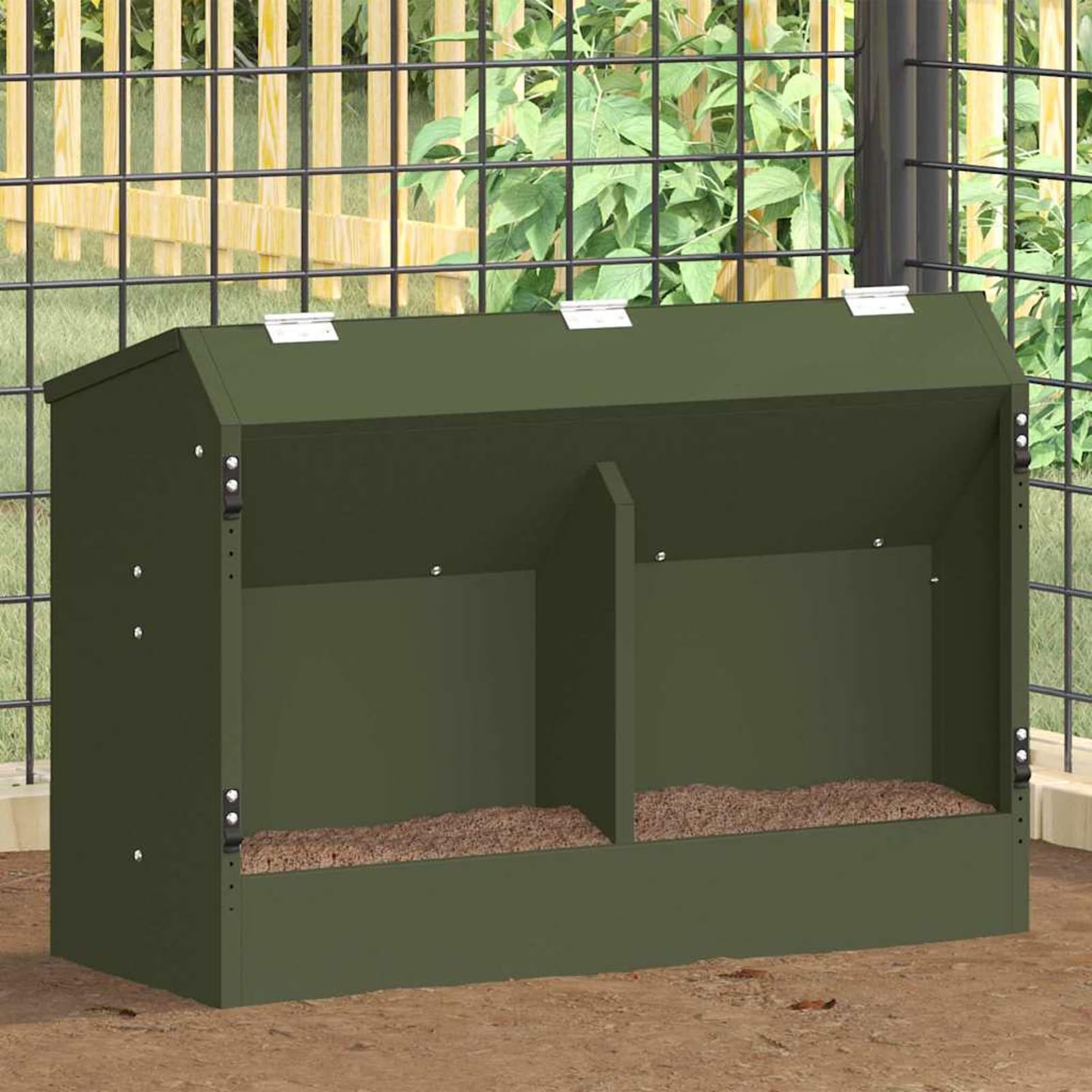 Gecheer Kaninchenfutterautomat Olive Grün, 64,5 x 25,5 x 45,5 cm, Stahl, für drinnen und draußen