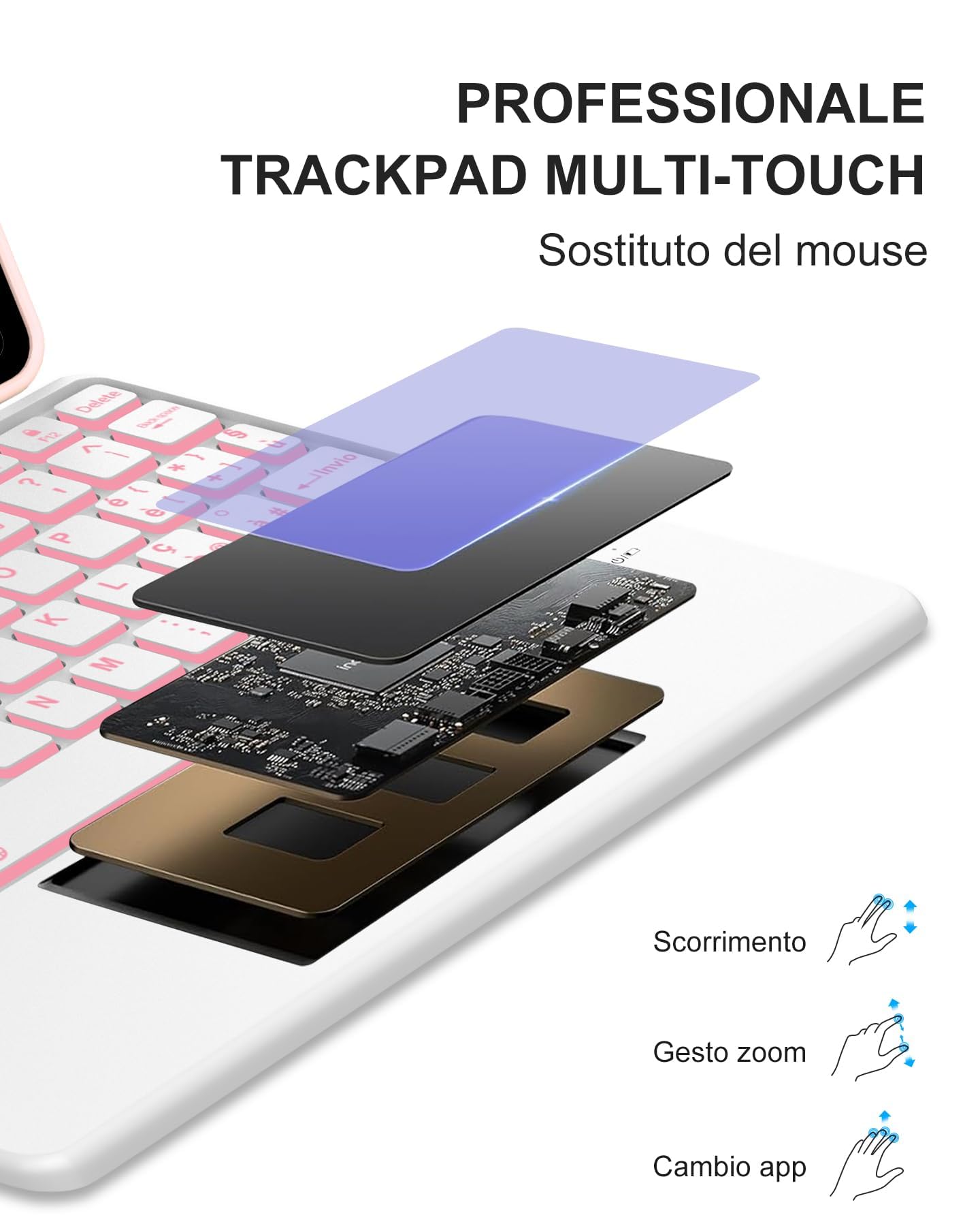 Per iPad A16 11 & 10 Gen Cover Tastiera con RGB & TP Italiana
