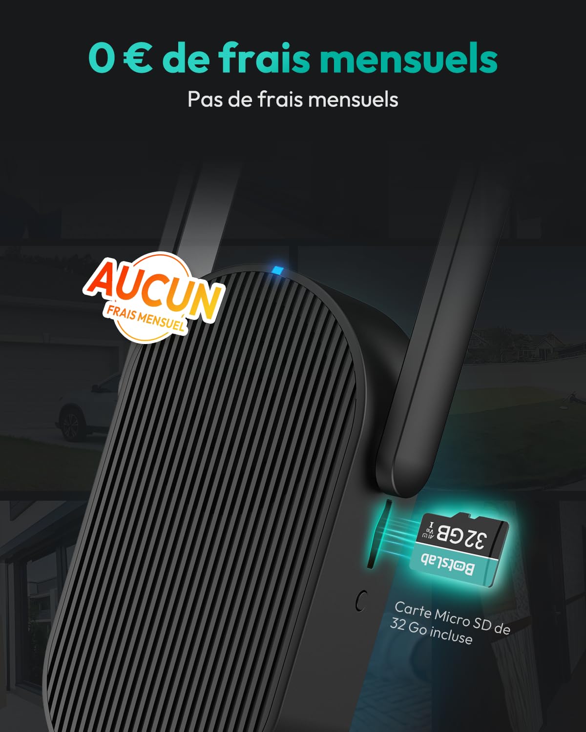 BOTSLAB 5MP Sonnette sans Fil avec Caméra, Vue tête-Pieds 1:1, Détection de Personnes/PIR, Pas de Frais mensuels, Audio bidirectionnel, Carte SD 32 Go installée, Video Doorbell (Batterie), Alexa