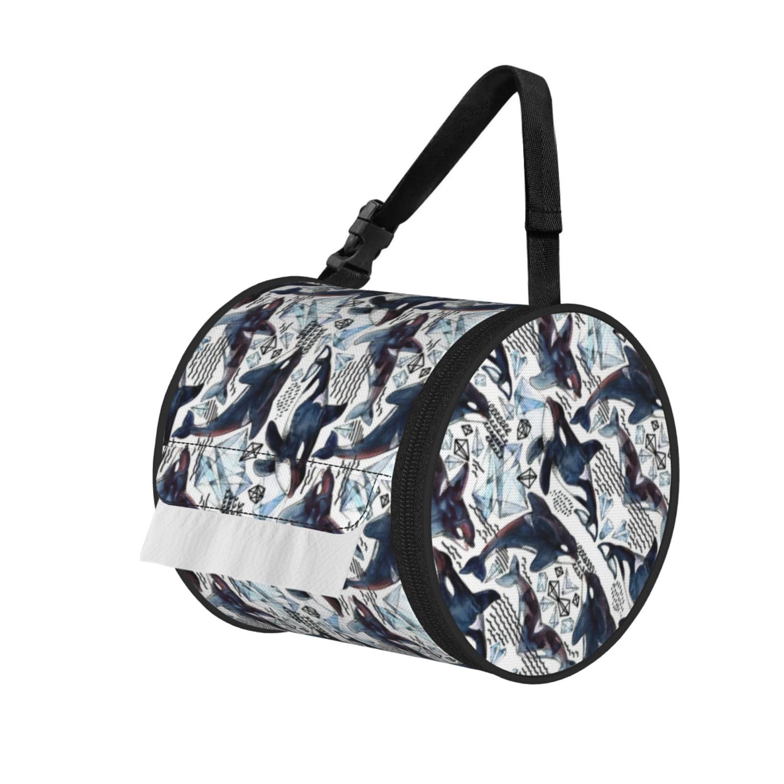 Killer Whale Print Fashion Tissues Organizer Box, Hanging Tissue Holder For Purse Coins For Car Office Daily Outing