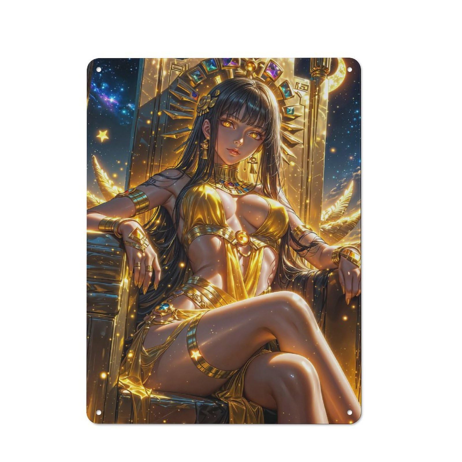 Junmoney Style-22 Retro Metal Wall Sign 40X30cm With Golden Goddess Throne For Hallway Wall, Suited To Hallway Decor Lovers