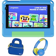 Contixo A7 Kids Tablet Bundle with Bluetooth Headphones & Sleeve Case, 7 Inch Android 15 Tablet for Kids Ages 3-12, 3GB RAM 32GB Storage, Lingokids & Epic, 14 Learning Apps, Parental Controls, Blue