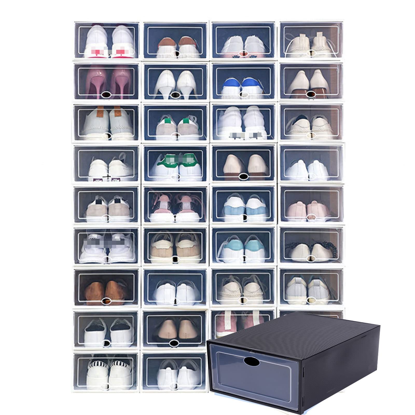 Caja de almacenamiento para zapatos apilables de plástico transparente con apertura frontal (13 unidades)