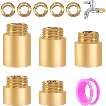 5 Piece Tap Extension 1/2 Inch 1/2 Inch Extension Brass Tap Extension x 10 mm 15 mm 20 mm 25 mm Connection Extension for Drinking Water and Heating Installation