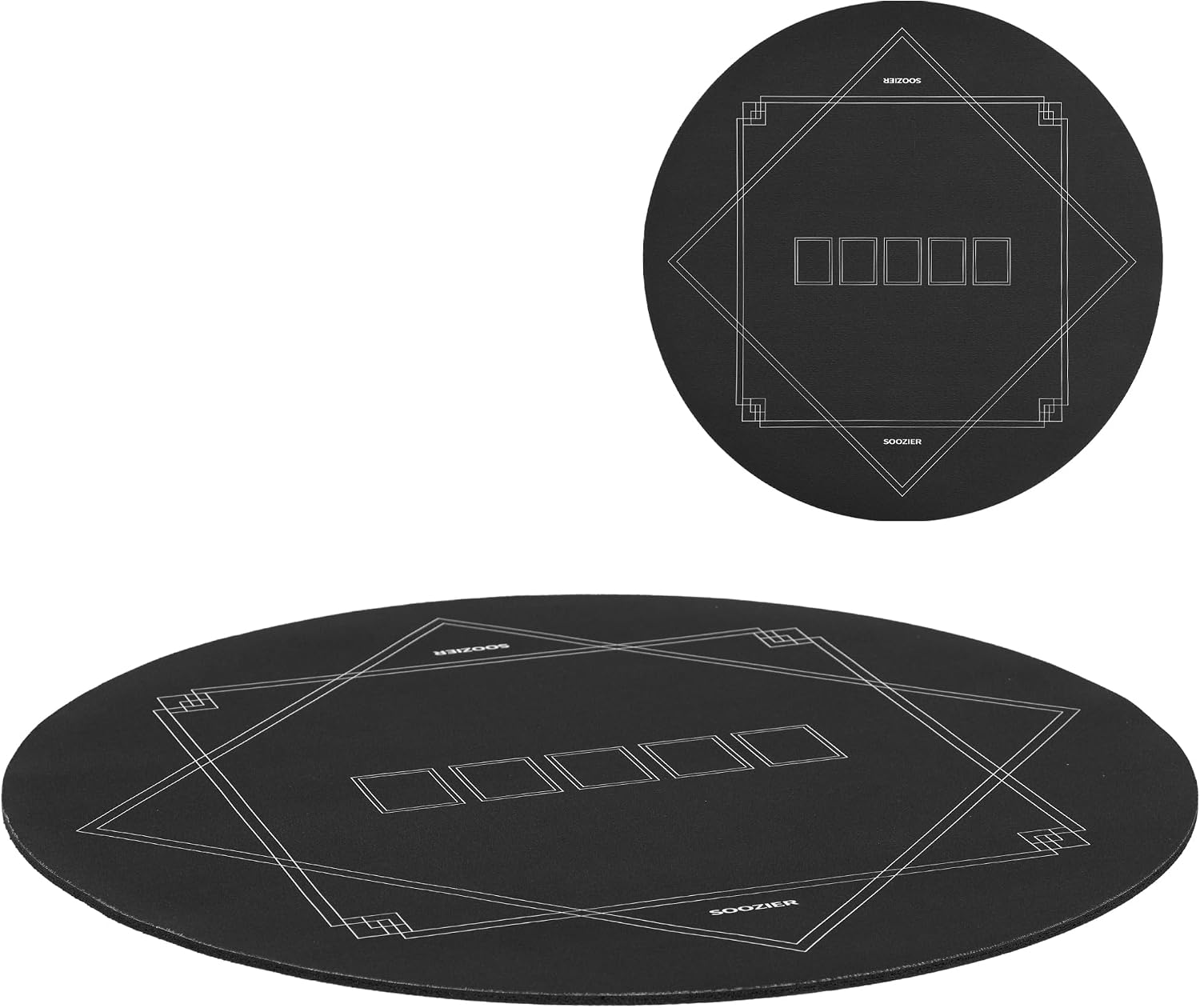Soozier 24 inch Round Poker Mat, Texas Hold'em Non-Slip Rubber Poker Table Top, Water-Resistant Portable Poker Table Mat with Smooth Surface Carrying Bag, Black