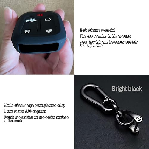 Miniatura 9 de TANDRIVE 2 fundas de silicona para llavero para Chevy Silverado y GMC Sierra 1500 2500HD 3500HD 2023-2019 (correa de mano, negro y negro)