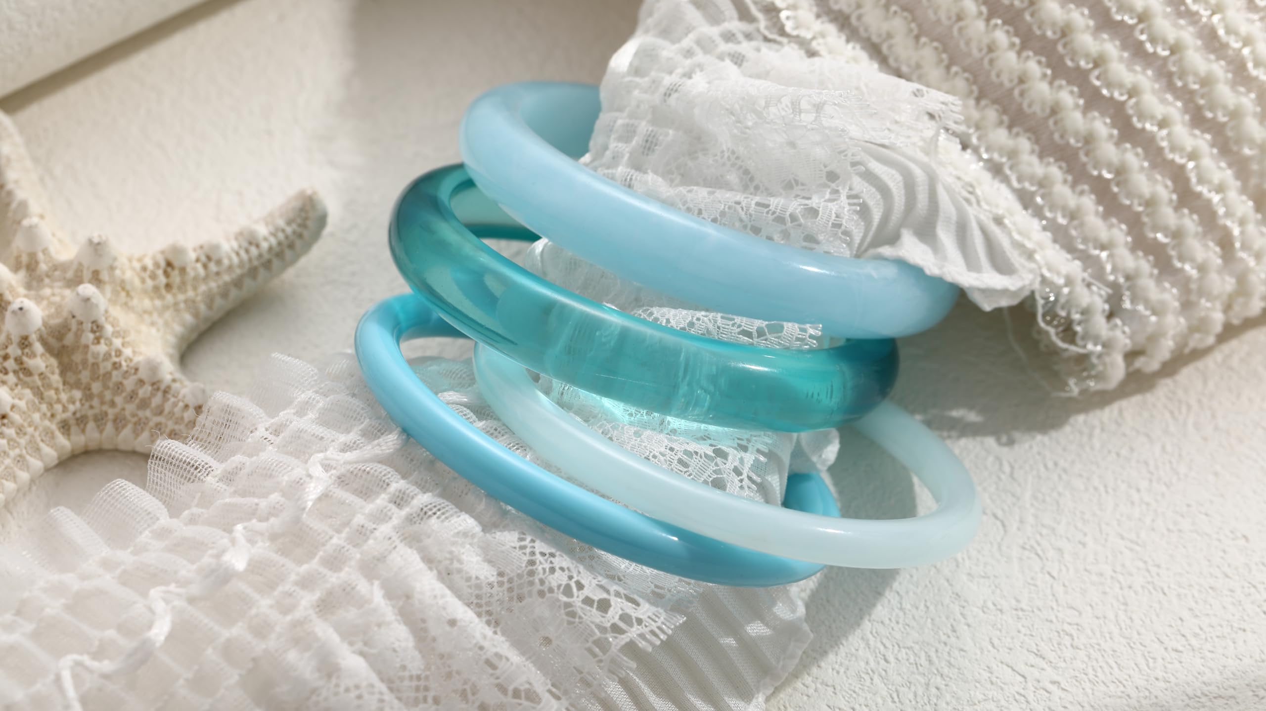 ÌF ME Acrylic Bangles Bracelets for Women, Irregular Acrylic Resin Chunky Bracelets Geometric Fashions Thick Statement bangle Set view 8