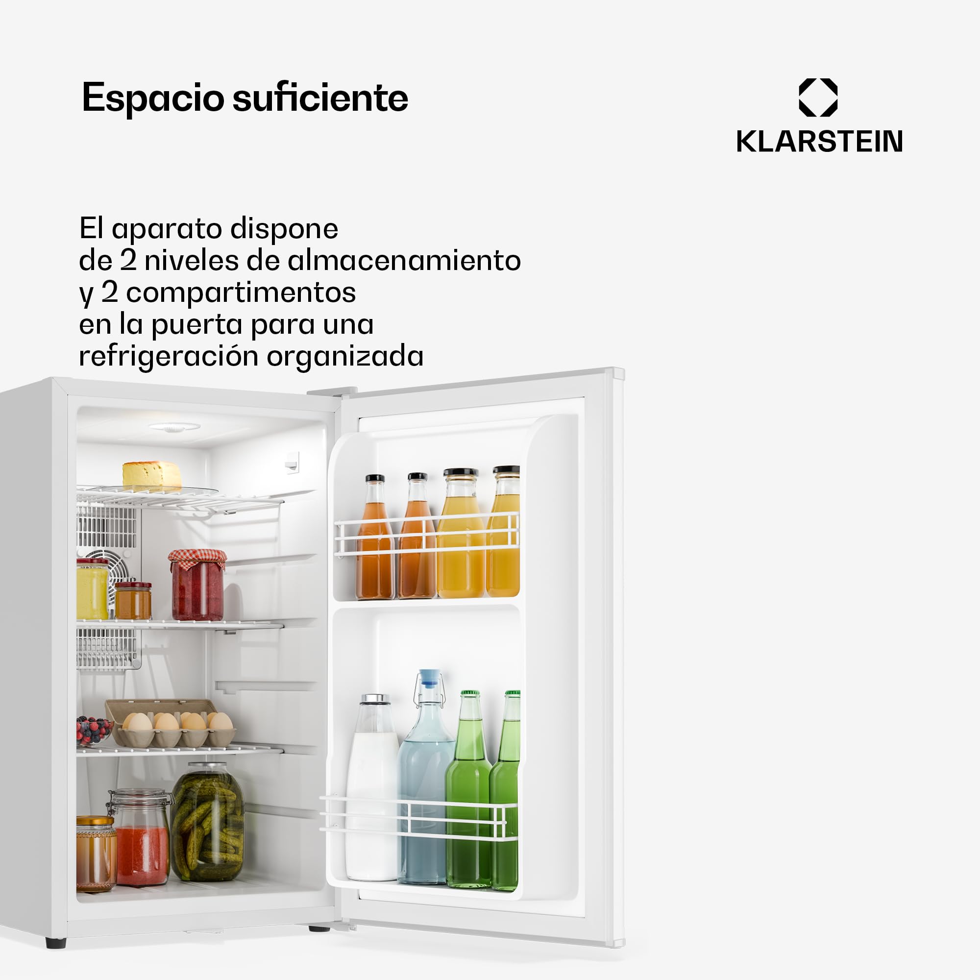 Klarstein Nevera, Mini nevera con puerta de cristal, 68L Mini para bebidas, snacks y cosméticos, pequeña y silenciosa, Estantes regulables, pequeña para el cuidado de la piel