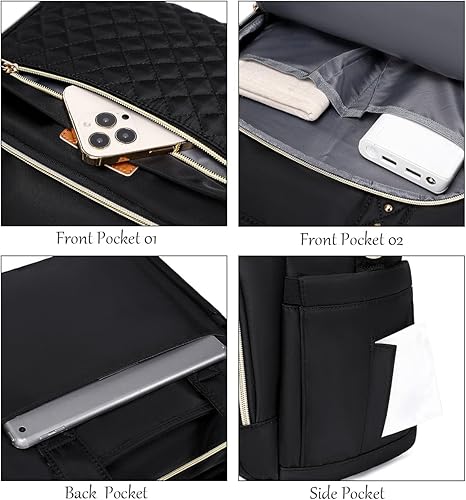 Miniatura 5 de Bolsa mediana con múltiples bolsillos para mujer, bolso acolchado con asa superior, bolso cruzado de hombro