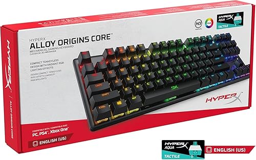 Miniatura 6 de HyperX Alloy Origins Core - Teclado mecánico para juegos, cuerpo de aluminio de perfil bajo, interruptor acuático, táctil RGB retroiluminado para