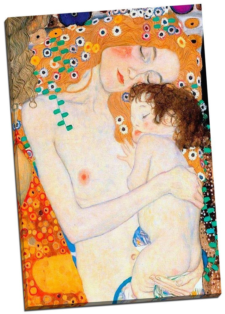 Panther Print Multi-Color Gustav Klimt Mother & Baby Canvas Print Picture Wall Art Large 30X20 Inches