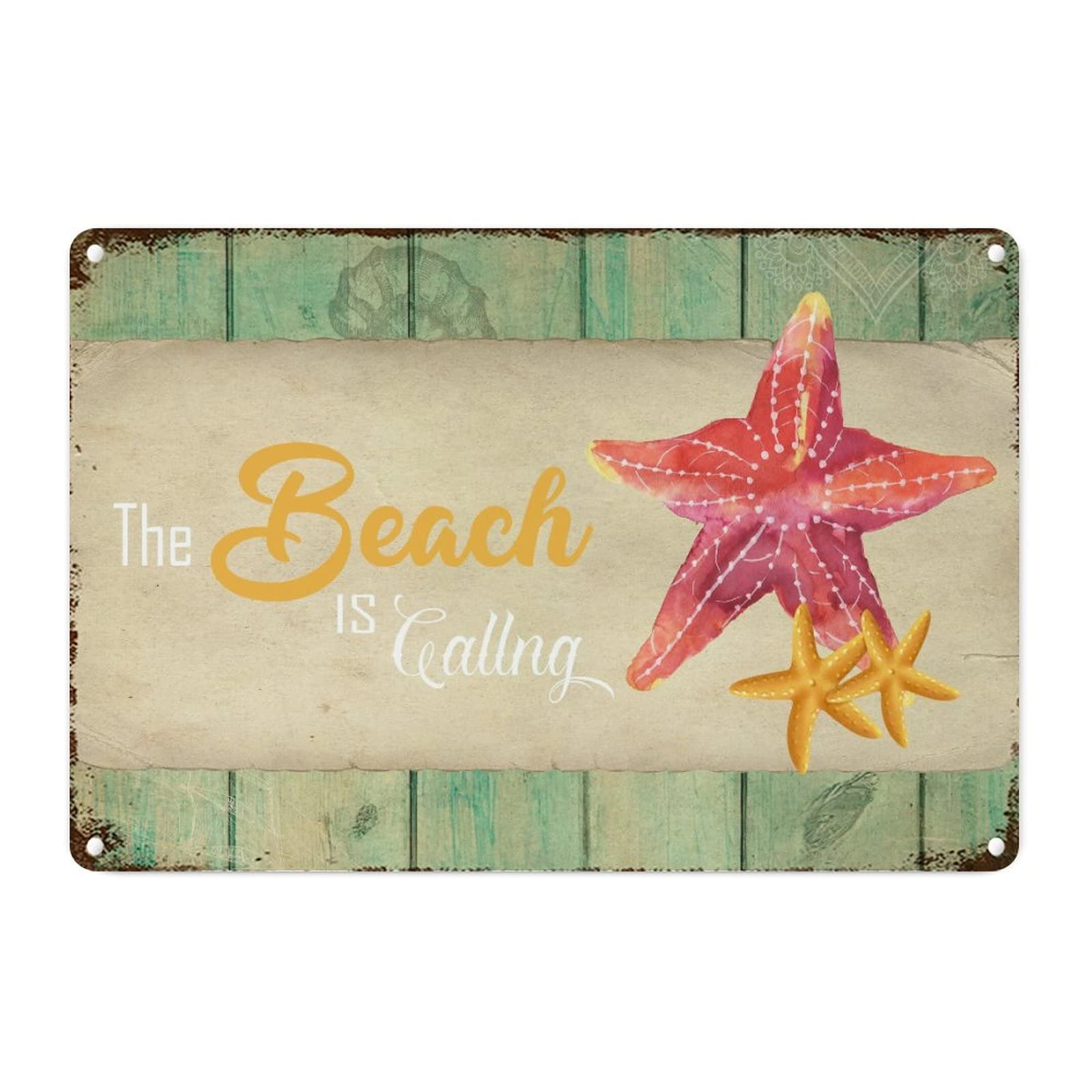 Plaque vintage océan en métal durable au design rétro marin