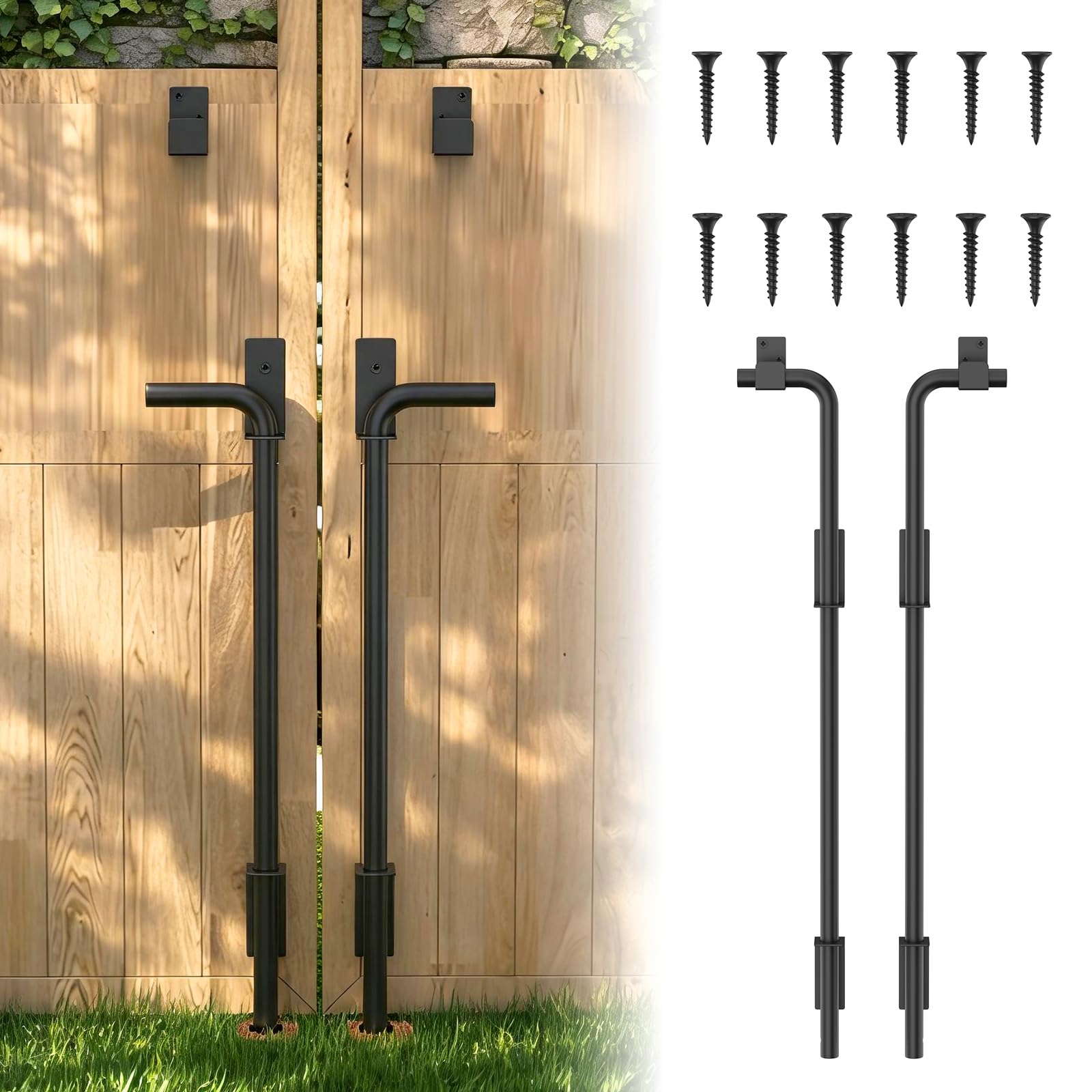 24" Heavy Duty Cane Bolt Drop Rod for Gate, Pack of 2