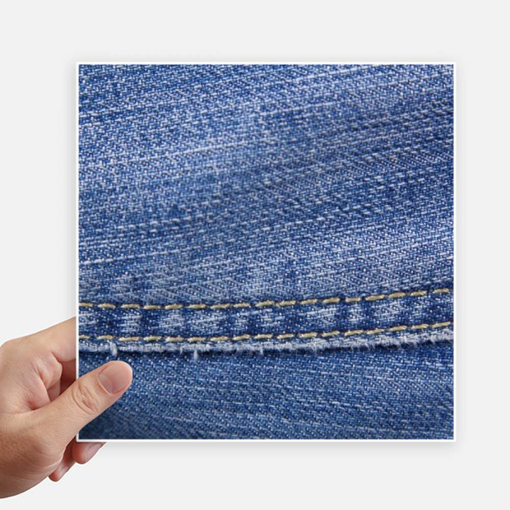 Autocollant carré de 20 cm textile denim jean pour décoration murale et valise