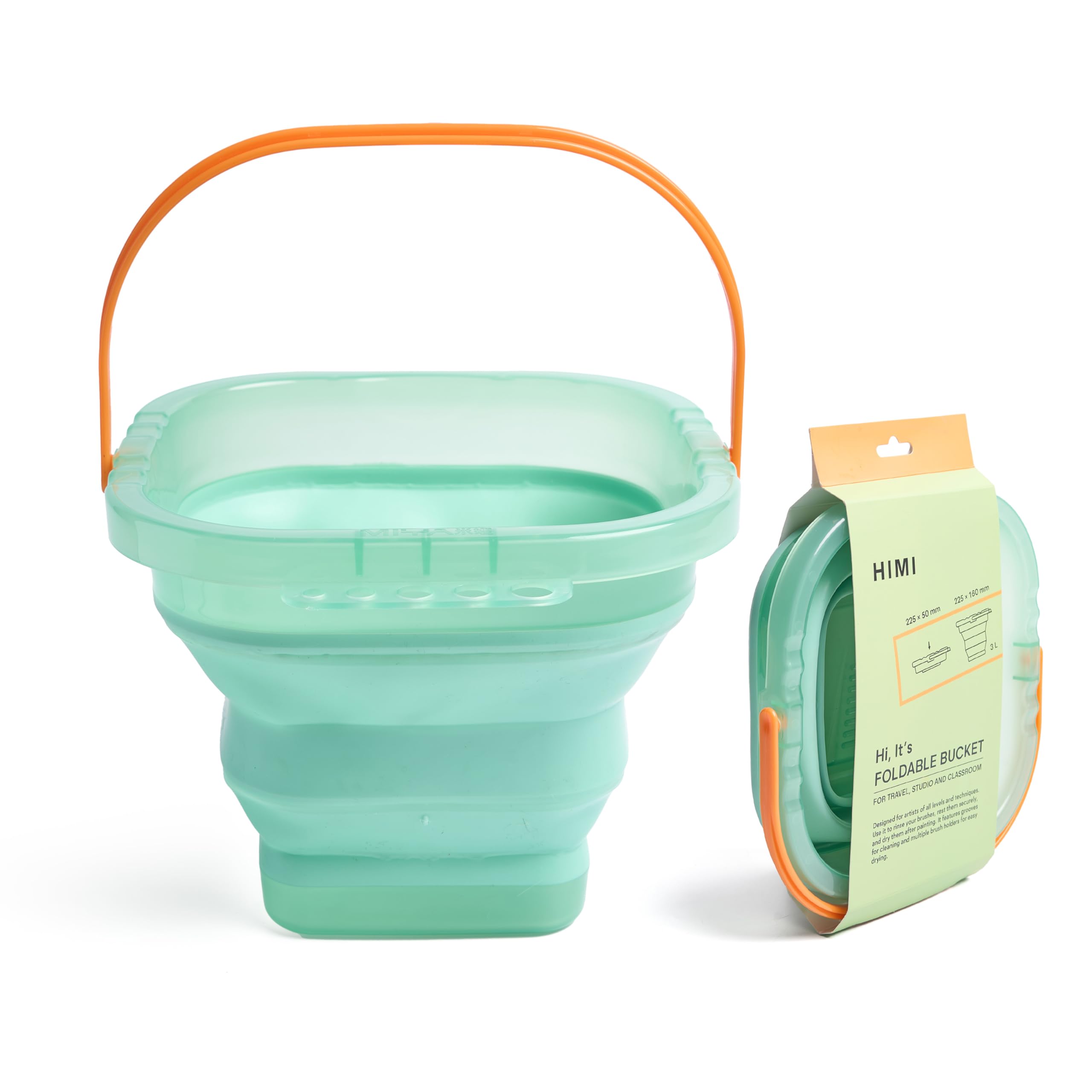 HIMI Foldable Paint Bucket, 21 x 21 x 16 cm, Foldable Bucket Container for Painting Washing Brushes, Ideal for Gouache, Acrylic and Watercolor, Portable Bucket for Indoor and Outdoor.