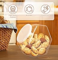 Vista 4 de 3 tarros de plástico para caramelos, tarros de galletas transparentes de 71 onzas para encimera de cocina, tarros de galletas hexagonales con tapas