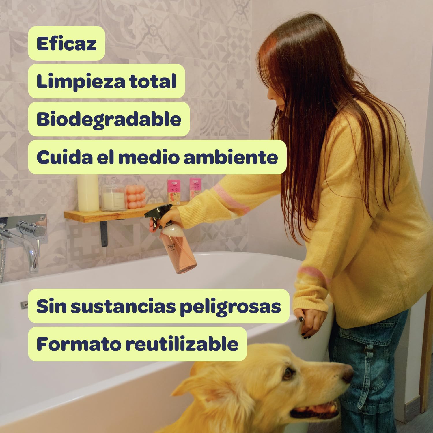 Flopp Limpiador de Baños Eco - Desincrustante - Eficaz contra la cal - Pack 6 Botellas de 500 ml (3L) - Formato ultraconcentrado - Ecolabel & Certificación Vegan - Multiusos