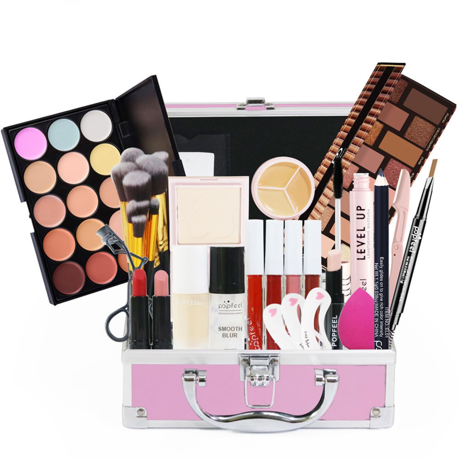 All-in-One Kosmetik Schmink Kit für Gesicht, Augen und Lippen, Multifunktions Make-up Geschenkset mit Lidschatten Palette, Lippenstift, Concealer, Grundierung, Mascara, Pinsel - Kit 158