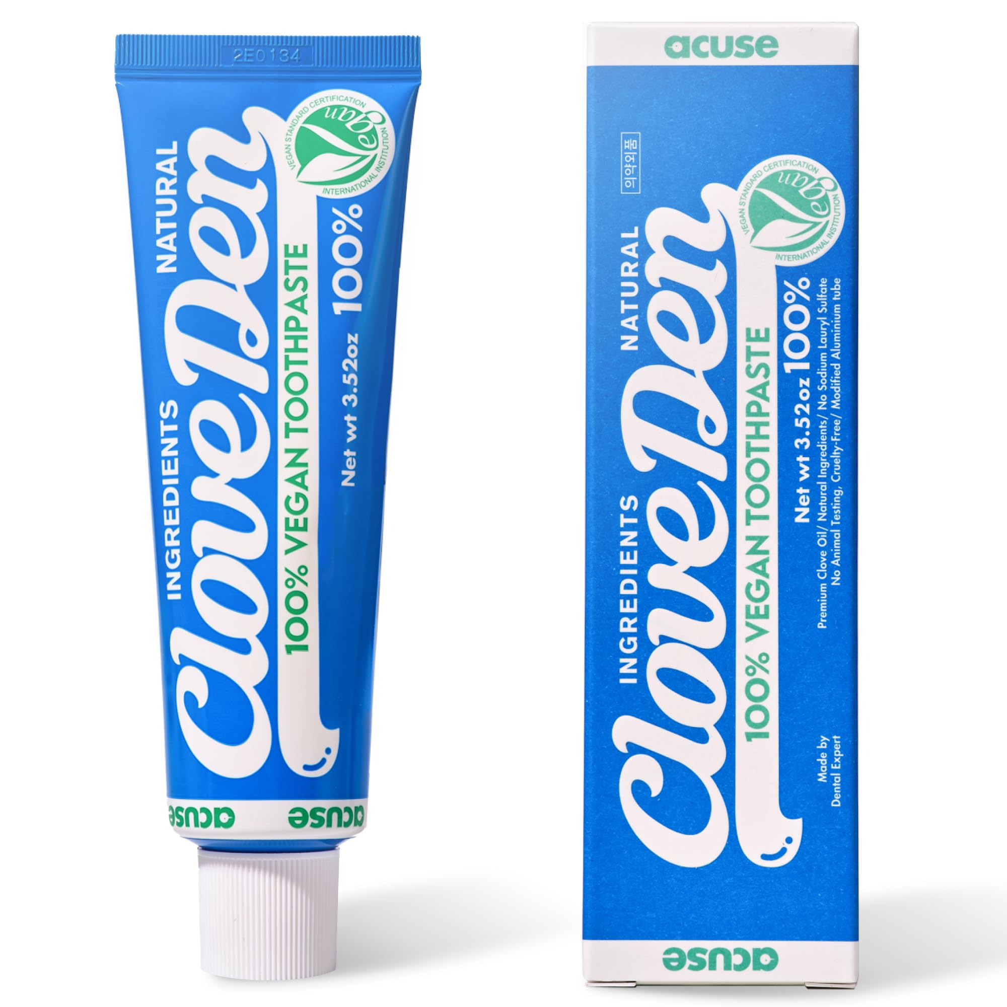 Vegan Fluoride Toothpaste  Herbal Gum Care with Clove & Tea Tree, Anti-Plaque & Tartar Control, Bad Breath Treatment, Gentle for Sensitive Teeth, SLS-Free, Lemon Mint, 3.52oz / 100g