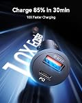 INIU Chargeur de voiture, 60W Charge totale rapide 2-Port [USB C 30W + USB A 30W] 5A PD Charge rapide tout-métal Mini USB-C Adaptateur de voiture pour iPhone 17 16 15 14 Pro Max Mini iPad Samsung S23 S22 Aéropodes