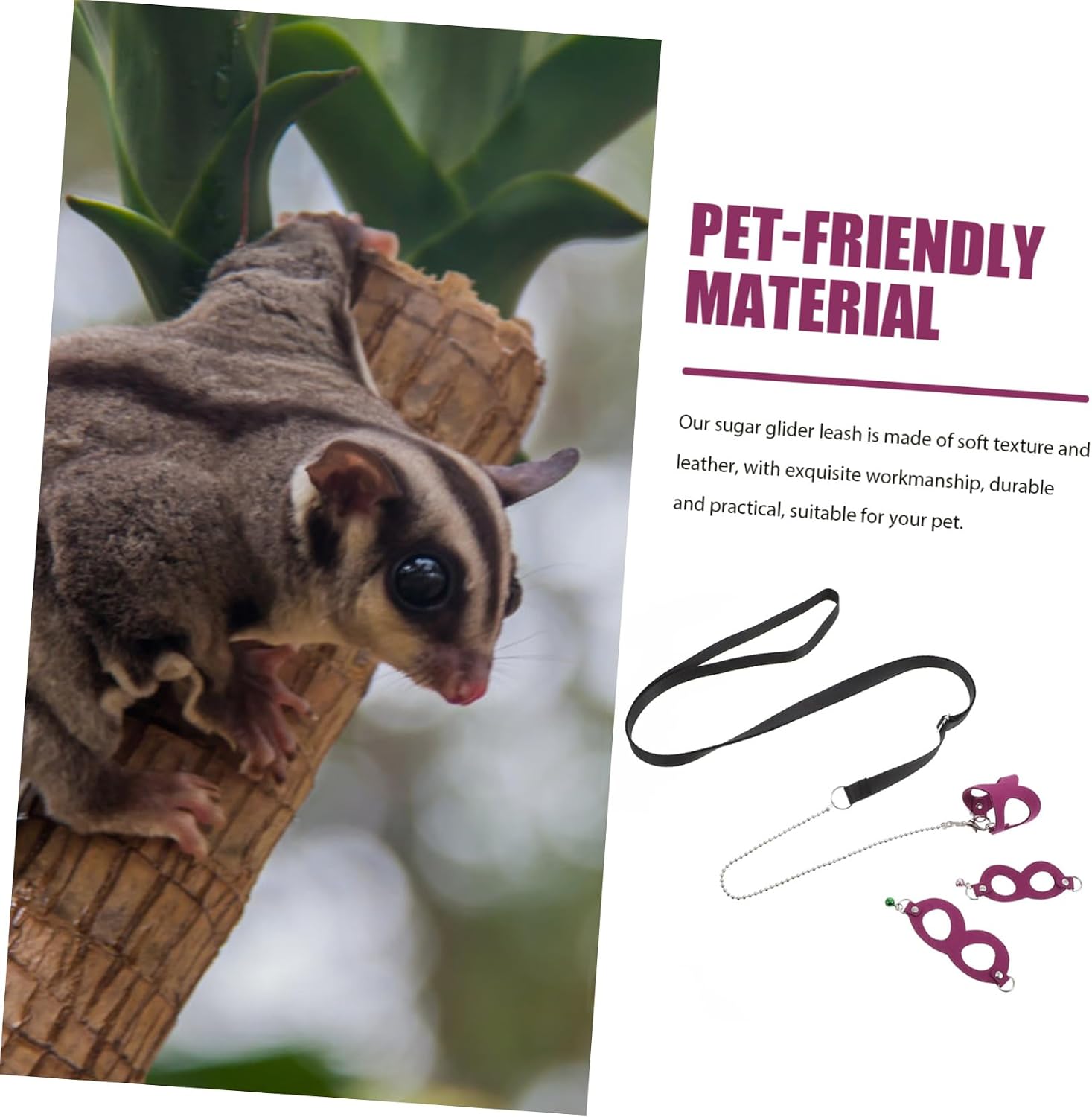 Adjustable Sugar Glider Traction Rope Lightweight Durable Leash for Small Pets Outdoor Walking with Adjustable Harness Multiple Colors